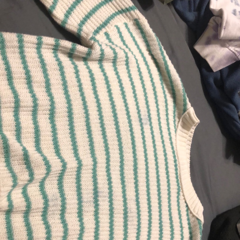 wild fable blue and white cropped sweater